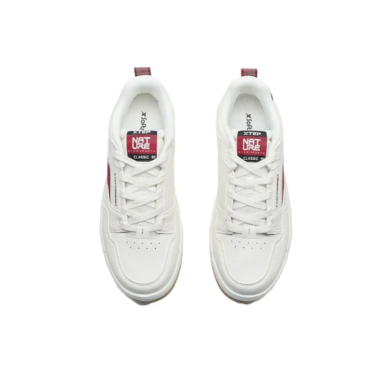 XTEP Anti Slip Wear Resistant Low Top Skateboard Shoes Men's White Red-3