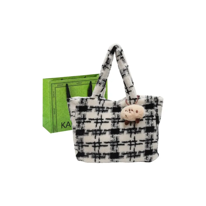 KARUISHA Plush Tote Bag, Shopping Bag, Handbag, Shoulder Bag Women's Multicolor-24