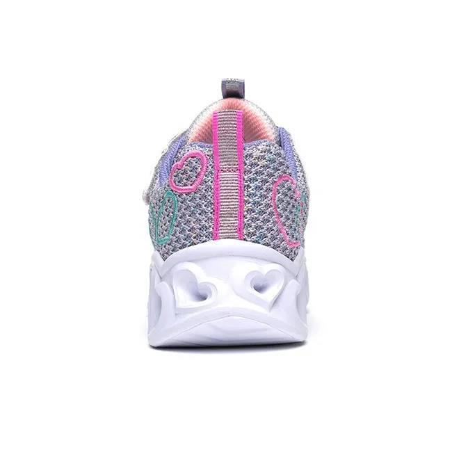 Skechers Heart Lights Kids Lifestyle Shoes Purple Green Teenagers-3
