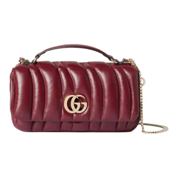 GUCCI Puffy Quilted Leather Shoulder Bag, Crossbody Bag, Handbag Small Size Women's Red
