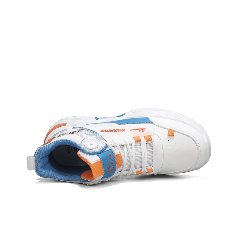 Warrior Wear resistant, Lightweight, Breathable, And Non slip. High Top Casual Shoes Men's White Blue Orange-3