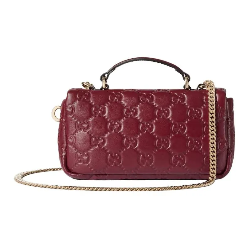 GUCCI Loose Leather Crossbody One Shoulder Handbags Mini Women's Red-2