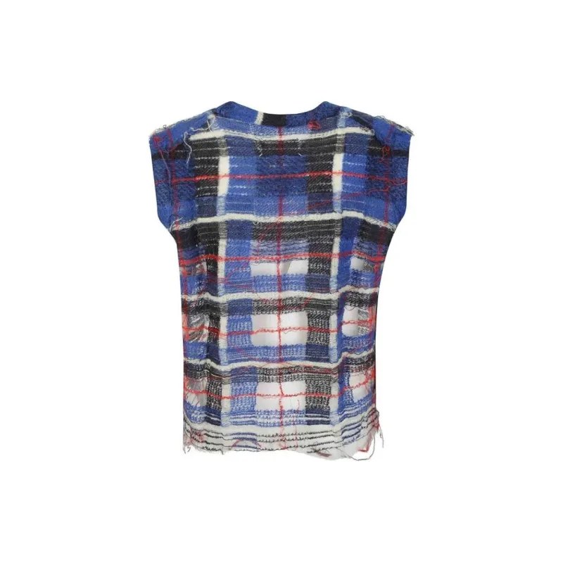 Maison Margiela Distressed Checked Tank Top-1