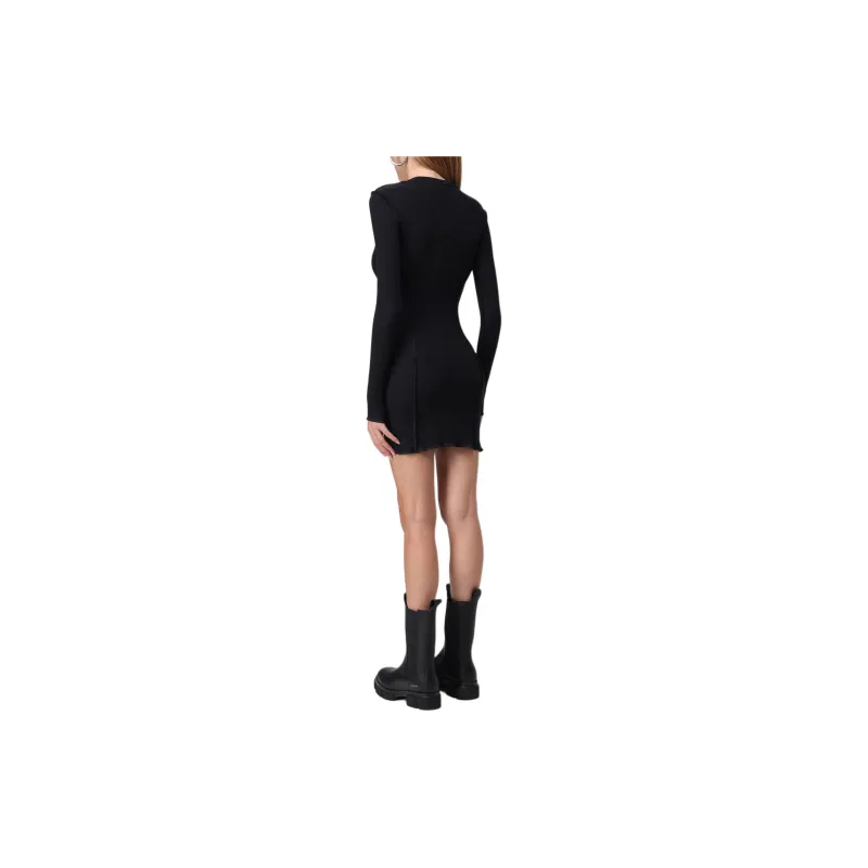 PALM ANGELS Logo Embroidered Long Sleeved Dress-1