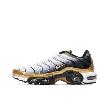 Nike Air Max Plus Anti-Slip Wear-Resistant Low-Top Running Shoes Men's White Black Gold
