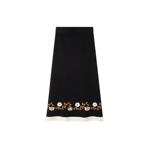 B.Duck Casual Long Skirts Women's Black