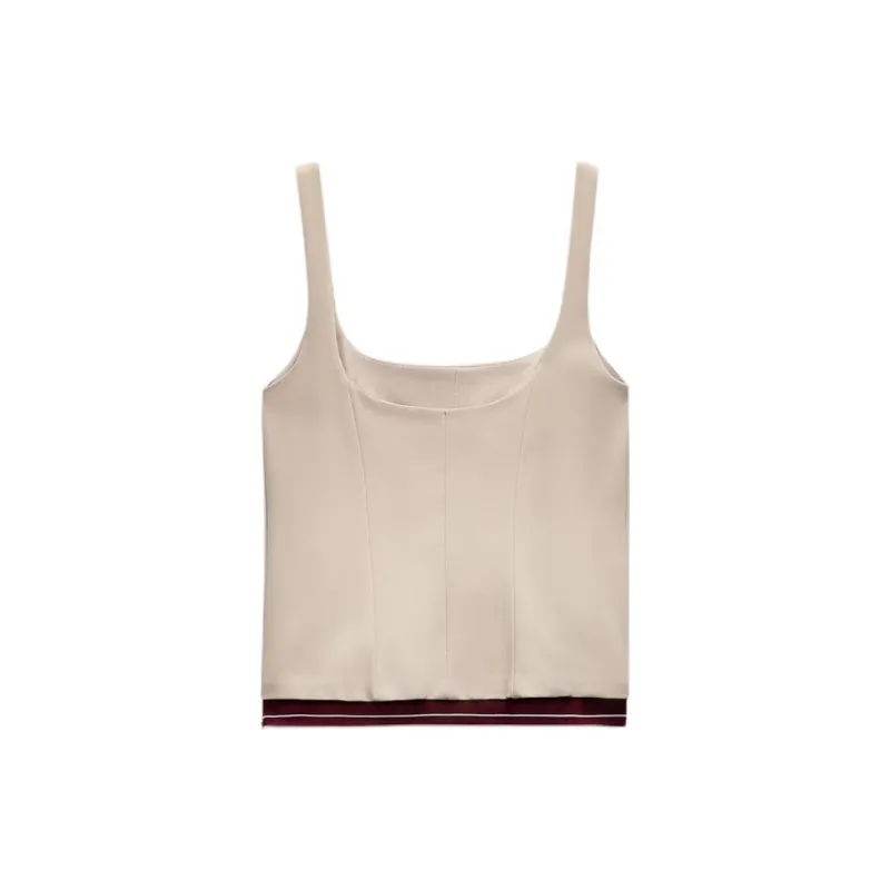 ZARA Trf Tank Tops Women's Beige Yellow-1