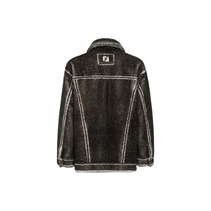 FENDI Leather Jacket Men's Black-1