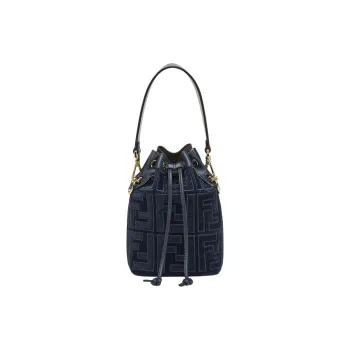 FENDI Mon Tresor Calfskin Bucket Bags Shoulder Bag Crossbody Bag Handbag Mini Women's Dark Blue