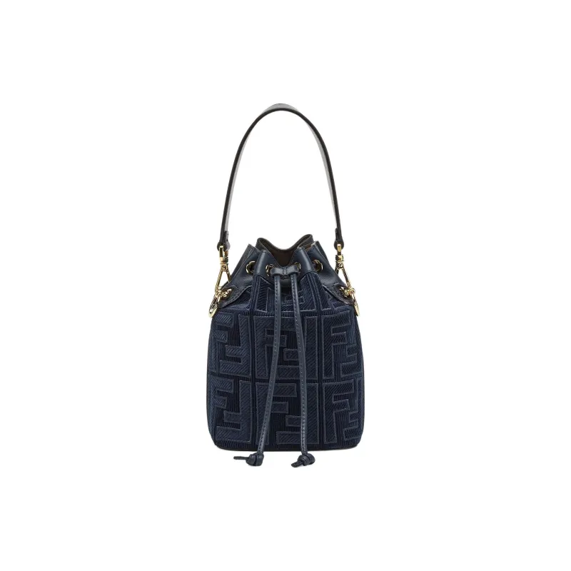FENDI Mon Tresor Calfskin Bucket Bags Shoulder Bag Crossbody Bag Handbag Mini Women's Dark Blue-0