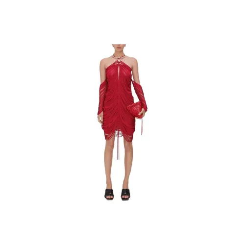 Bottega Veneta Long-Sleeved Dresses Women's Red