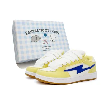 FANTASTIC XBOX Wear Resistant Low Top Skateboard Shoes Women's Yellow Blue
