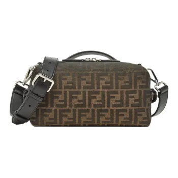 FENDI Calfskin Shoulder Bag Crossbody Bag Handbag Small Size Men's Brown