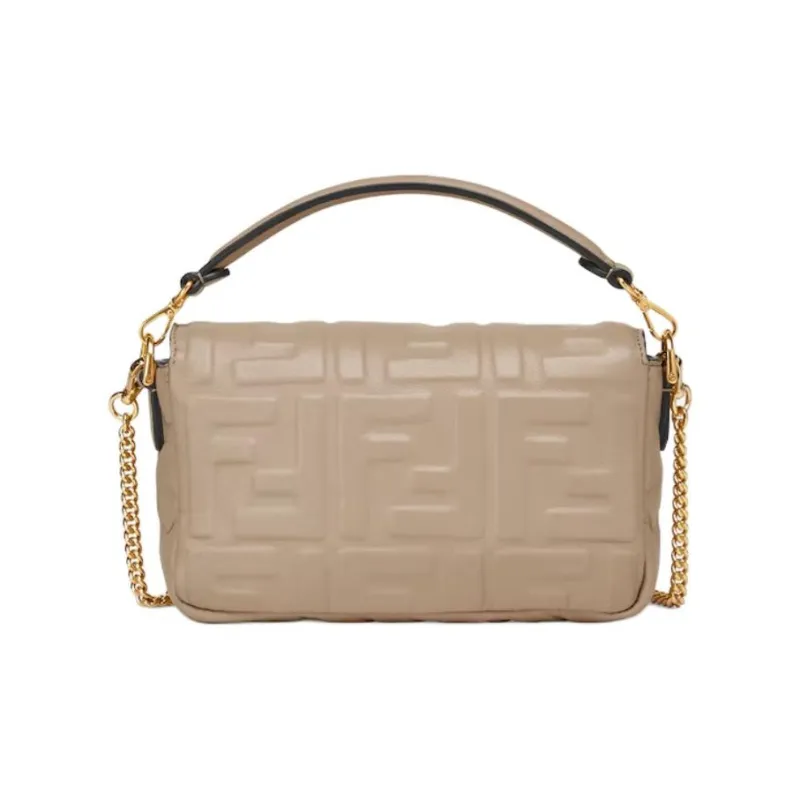 FENDI Nappa Leather With Lambskin Crossbody One Shoulder Handbag Mini Women's Dove Gray-2
