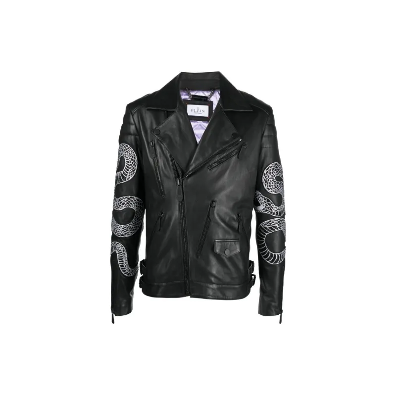 PHILIPP PLEIN Snake print Biker Jacket-1