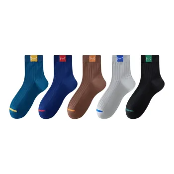 MIIOW Mid Calf Socks Men's 5 Pack Mixed Color