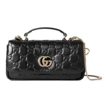 GUCCI Loose Leather Crossbody One Shoulder Handbags Mini Women's Black