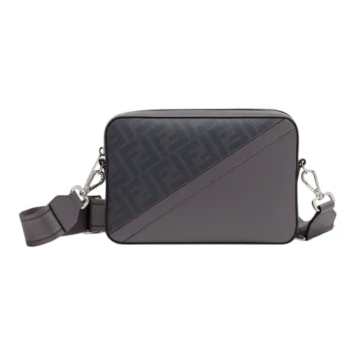 FENDI Calfskin Camera Bag, Shoulder Bag, Crossbody Bag Men's Gray
