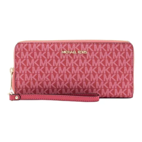 MICHAEL KORS Jet Set Travel Coated Canvas Wallet Large Size Women's Ice Cream Pink