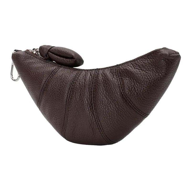 Lemaire Croissant Series Grain Leather Croissant Bag Crossbody Coin Purse Women's Hickory Walnut Brown-2