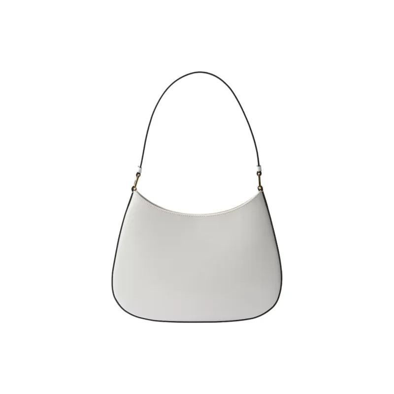 PRADA Brushed Leather Handbag Shoulder Bag Women's White-2