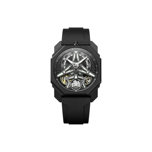 LINGKE Starship Collection Automatic Mechanical Movement Silicone Strap Watch Men's Watches Cut Out Dial
