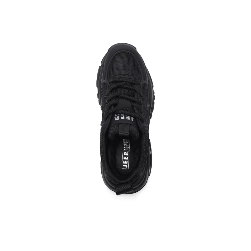 JEEP SPIRIT Anti-Slip Wear-Resistant Breathable Lightweight Height Increasing Low-Top Chunky Sneakers Men's Black-2