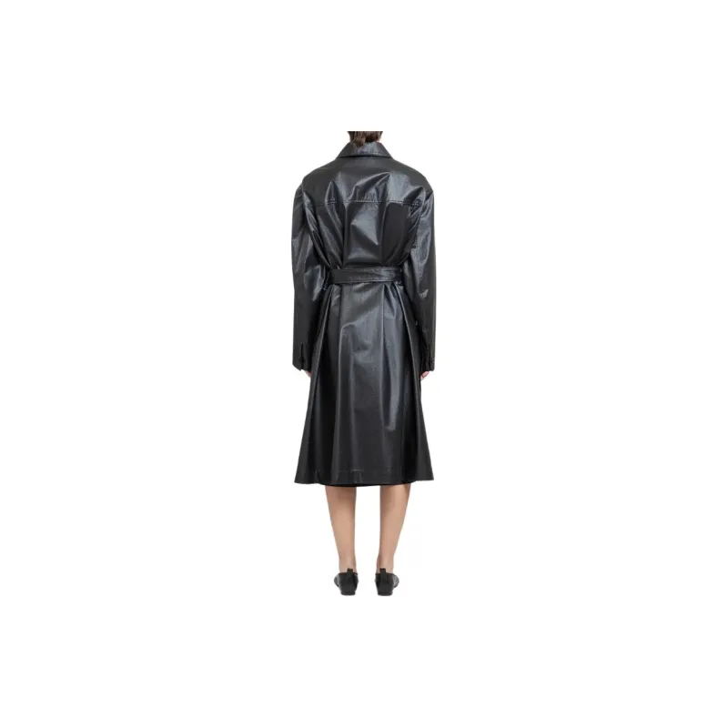 Lemaire Belted Rain Coat With Slits 'Ash Black'-1