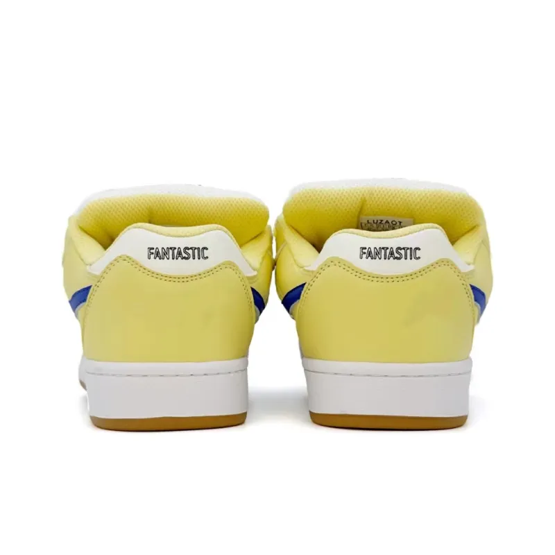 FANTASTIC XBOX Abrasion Resistant Low Top Skateboard Shoes Women's Yellow Blue-4