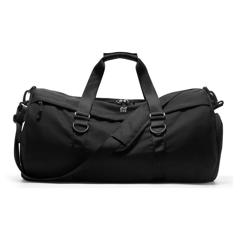 QING QI ZHE Canvas Travel One Shoulder Portable Crossbody Gym Bags Large Size Unisex Black/Khaki-7