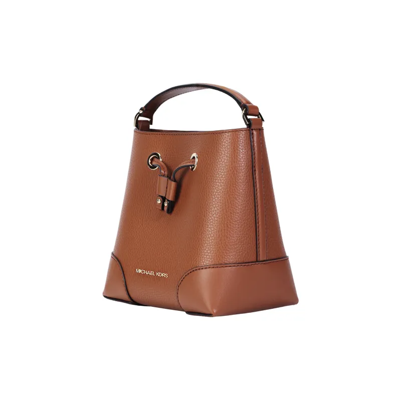 MICHAEL KORS Litchi Grain Leather Bucket Bag, Shoulder Bag, Crossbody Bag, Handbag Trumpets Women's Brown-3