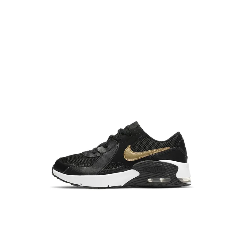Nike Air Max Excee Abrasion Resistant Low Top Kids Lifestyle Shoes Black Gold Children Aged 3 7 Years Old-0