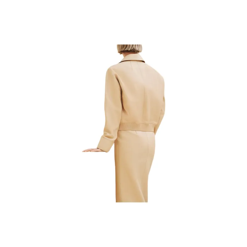 HERMES FW24 Leather Jacket Women's Beige-1
