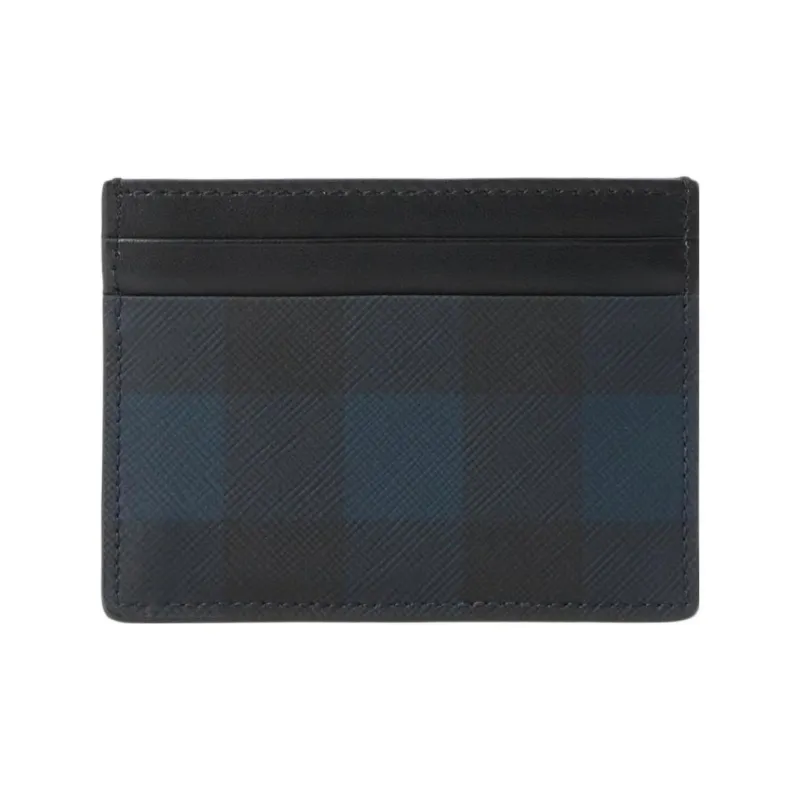 Burberry PU Polyurethane Card Holder Men's Marine Blue-2