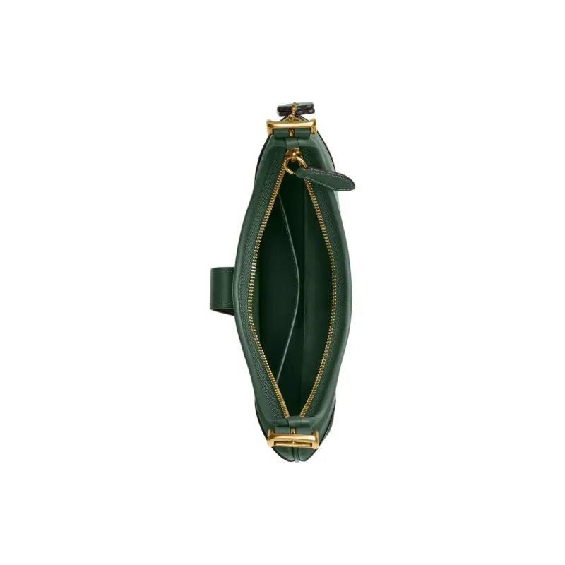 COACH Hamptons Glove Tanned Leather Crescent Bag, Handbag, Shoulder Bag Tubas Women's Hunter Green-3