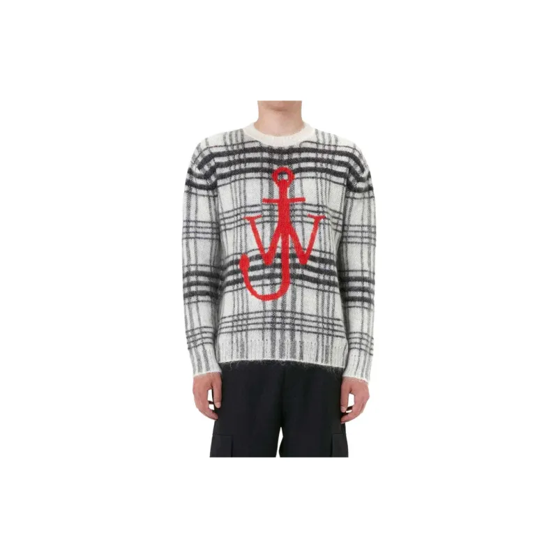 JW Anderson Logo Intarsia Knit Checked Jumper-3
