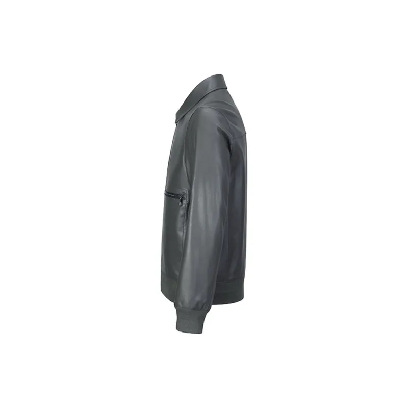 DAVID NAMAN Leather Jacket Men's Gray-1