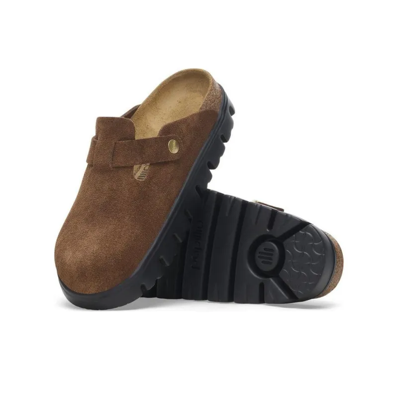 Birkenstock Boston Chunky Suede Dark Tea Black Narrow Women's-5