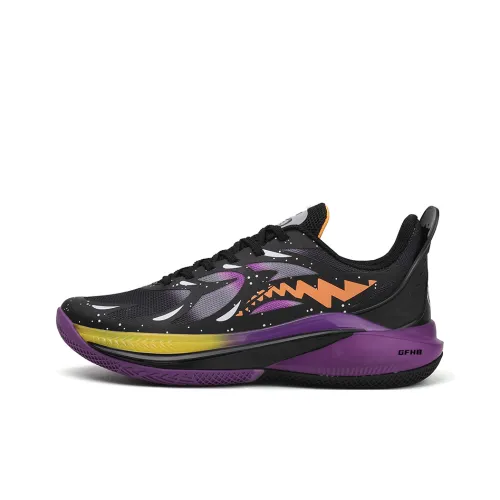 Kung Fu partners Vintage Basketball Shoes Unisex Low-Top Black/Purple