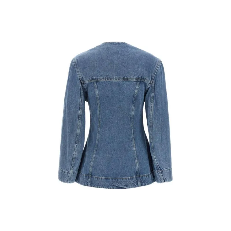 GANNI Tailored Button Up Denim Blazer-1