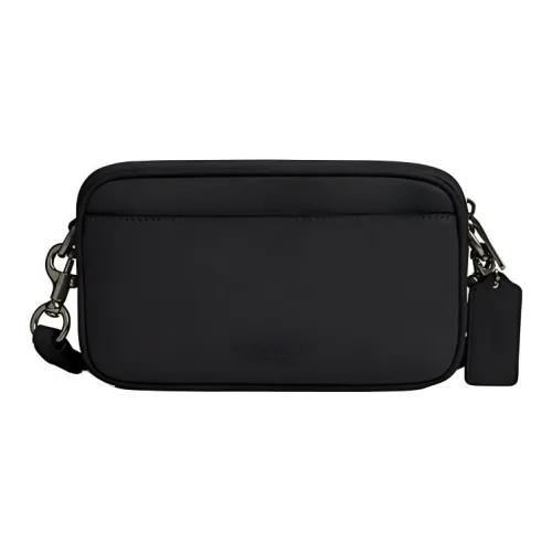 COACH Cow Leather Shoulder Bag Crossbody Bag Small Size Women's Black