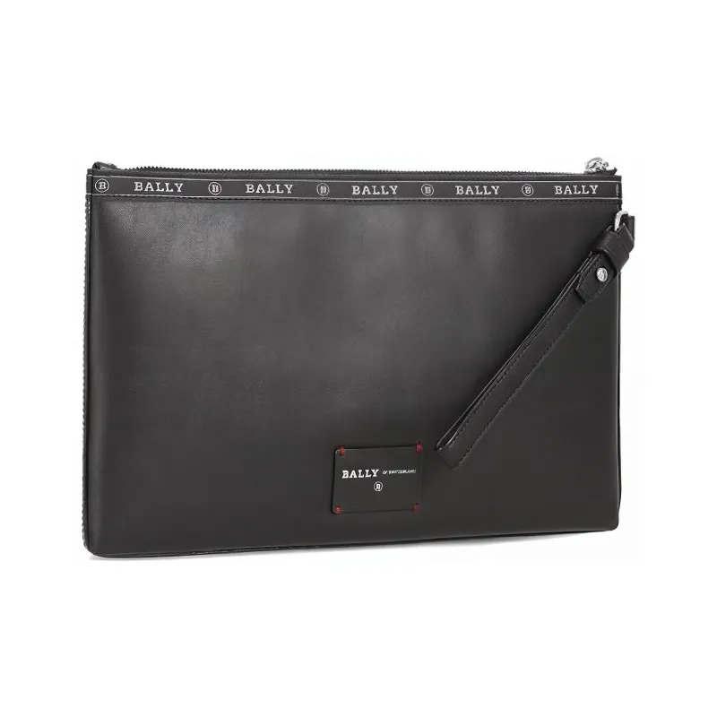 BALLY Cow Leather Handbag Medium Size Men's Black-4