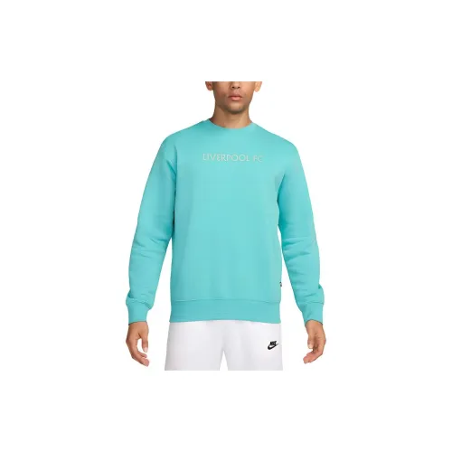 Nike FC Sweatshirts Men Washed Blue Green / Metal Silver