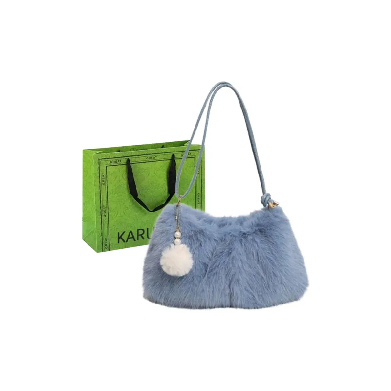 KARUISHA Plush Handbag Shoulder Bag Women's Coffee/Black/White/Blue/Pink-13