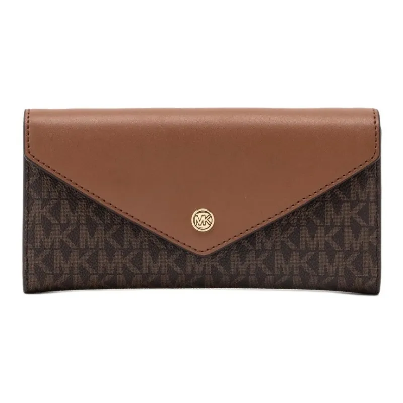 MICHAEL KORS Jet Set Travel Coated Canvas Wallet Large Size Women's Brown-0