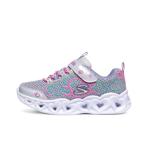 Skechers Heart Lights Kids Lifestyle Shoes Purple Green Teenagers