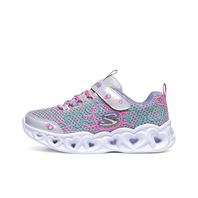 Skechers Heart Lights Kids Lifestyle Shoes Purple Green Teenagers-0