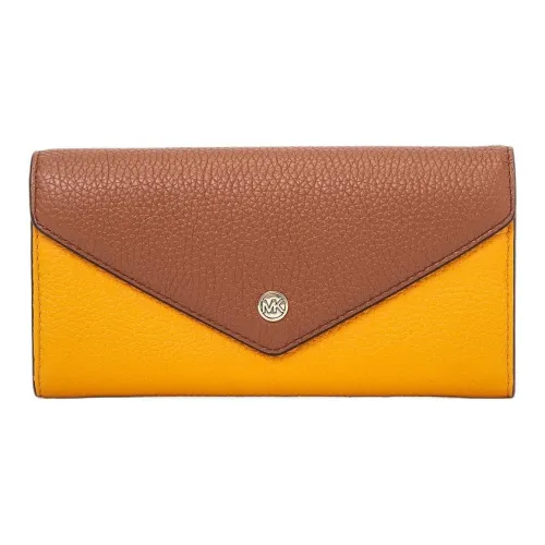 MICHAEL KORS Jet Set Travel Cow Leather Wallet Large Size Women's Yellow And Brown