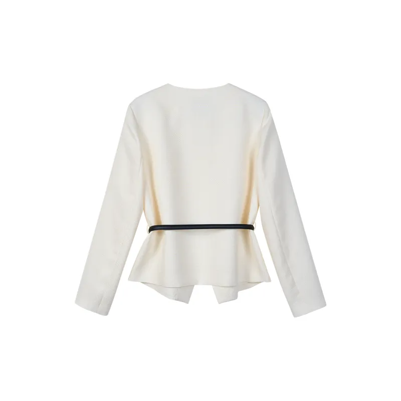 MISSSHINE Cropped Coats Women's Beige Apricot-1