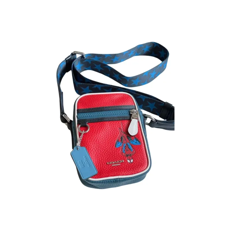 COACH Marvel Spider Man Collaboration Terrain Leather Square Bag, Crossbody Bag Mini Women's Red-2